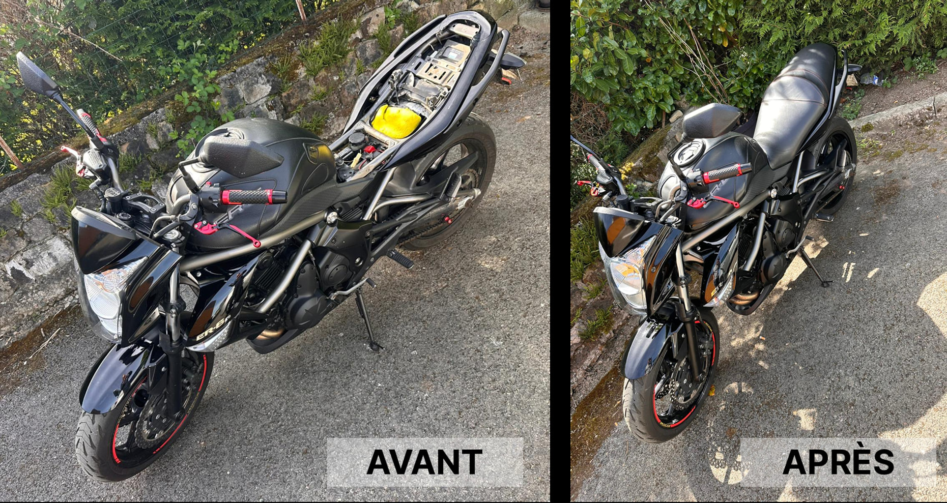 Nettoyage moto complet - Avant / Après